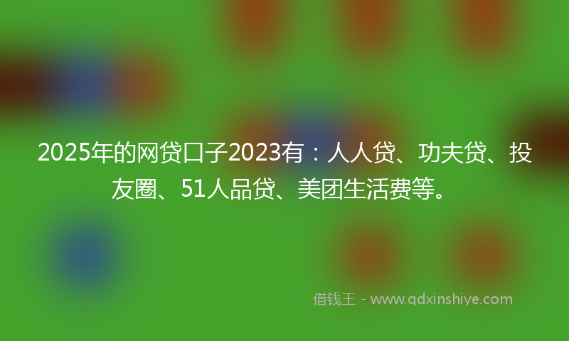 2025年的网贷口子2023有：人人贷、功夫贷、投友圈、51人品贷、美团生活费等。