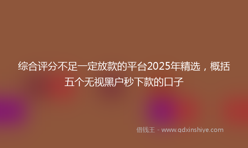 综合评分不足一定放款的平台2025年精选，概括五个无视黑户秒下款的口子