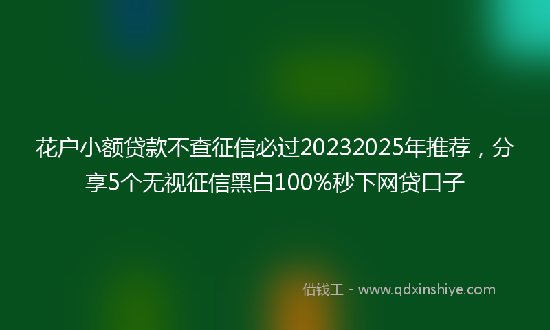 花户小额贷款不查征信必过20232025年推荐，分享5个无视征信黑白100%秒下网贷口子