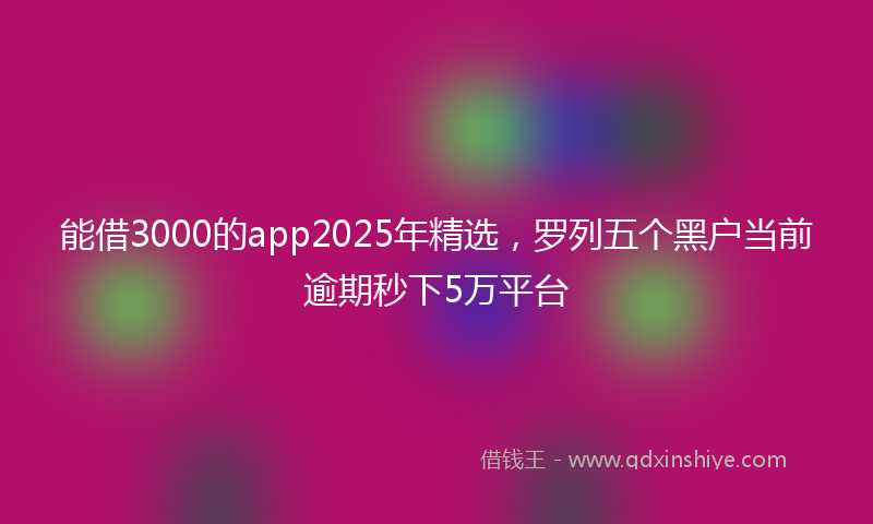 能借3000的app2025年精选，罗列五个黑户当前逾期秒下5万平台