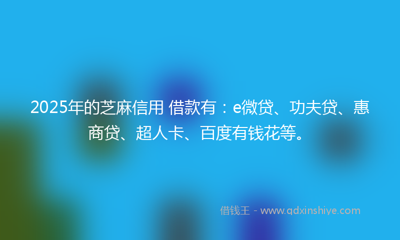 2025年的芝麻信用 借款有：e微贷、功夫贷、惠商贷、超人卡、百度有钱花等。
