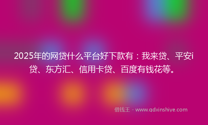 2025年的网贷什么平台好下款有：我来贷、平安i贷、东方汇、信用卡贷、百度有钱花等。