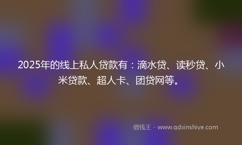 2025年的线上私人贷款有：滴水贷、读秒贷、小米贷款、超人卡、团贷网等。