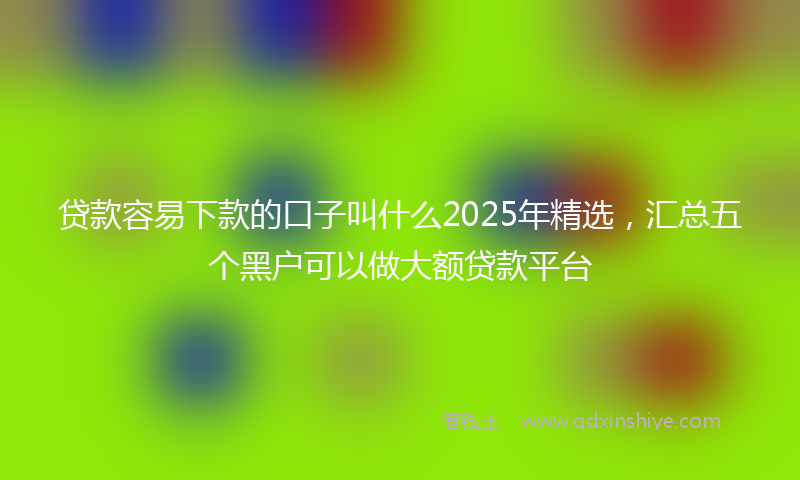 贷款容易下款的口子叫什么2025年精选，汇总五个黑户可以做大额贷款平台