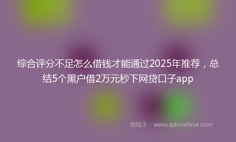 综合评分不足怎么借钱才能通过2025年推荐，总结5个黑户借2万元秒下网贷口子app