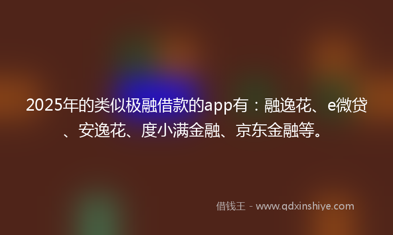 2025年的类似极融借款的app有：融逸花、e微贷、安逸花、度小满金融、京东金融等。