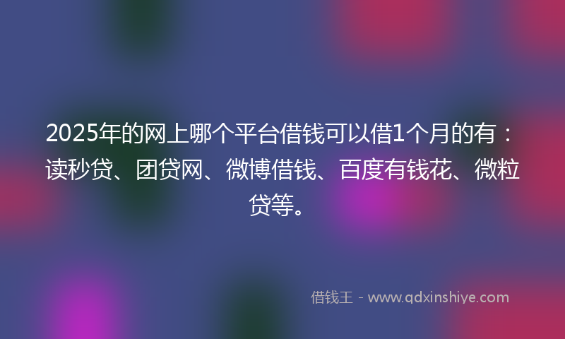 2025年的网上哪个平台借钱可以借1个月的有：读秒贷、团贷网、微博借钱、百度有钱花、微粒贷等。