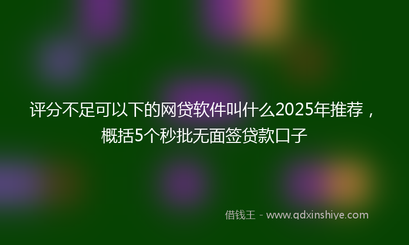 评分不足可以下的网贷软件叫什么2025年推荐，概括5个秒批无面签贷款口子