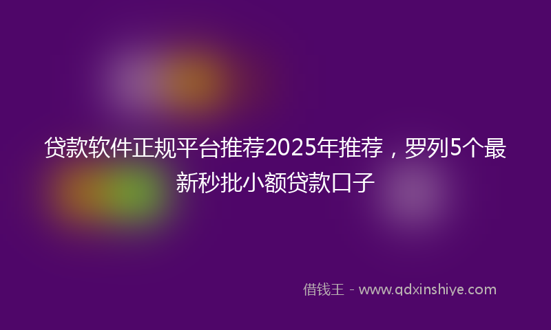 贷款软件正规平台推荐2025年推荐，罗列5个最新秒批小额贷款口子