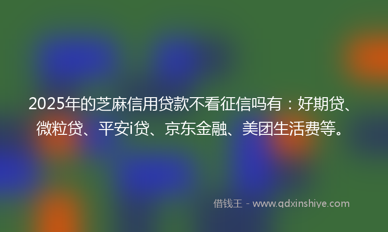 2025年的芝麻信用贷款不看征信吗有：好期贷、微粒贷、平安i贷、京东金融、美团生活费等。