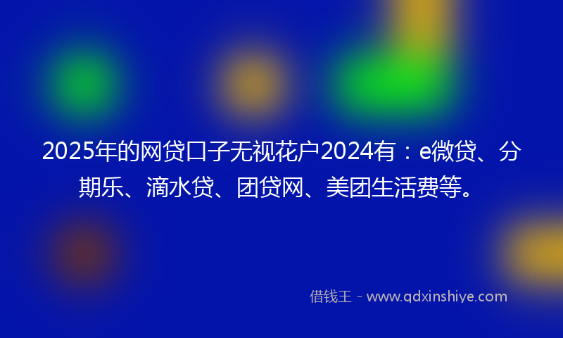 2025年的网贷口子无视花户2024有：e微贷、分期乐、滴水贷、团贷网、美团生活费等。