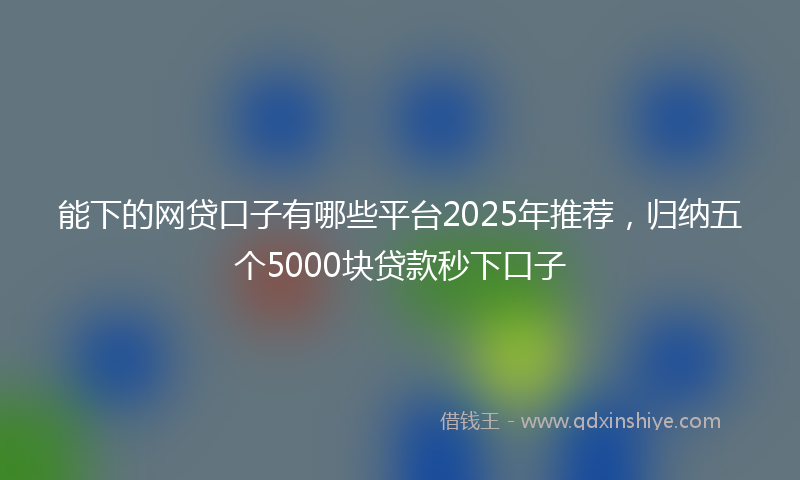 能下的网贷口子有哪些平台2025年推荐，归纳五个5000块贷款秒下口子