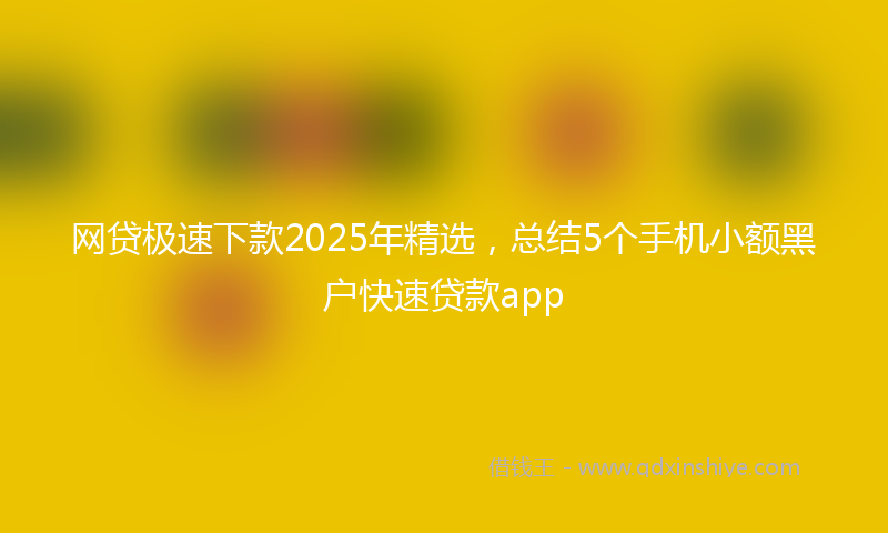 网贷极速下款2025年精选，总结5个手机小额黑户快速贷款app