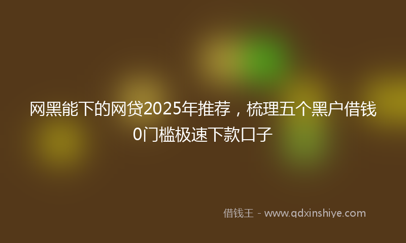 网黑能下的网贷2025年推荐，梳理五个黑户借钱0门槛极速下款口子