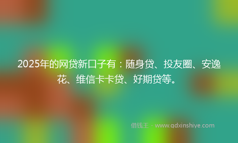 2025年的网贷新口子有：随身贷、投友圈、安逸花、维信卡卡贷、好期贷等。
