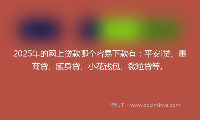 2025年的网上贷款哪个容易下款有：平安i贷、惠商贷、随身贷、小花钱包、微粒贷等。