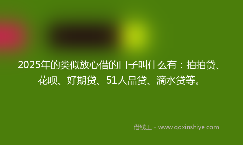 2025年的类似放心借的口子叫什么有：拍拍贷、花呗、好期贷、51人品贷、滴水贷等。