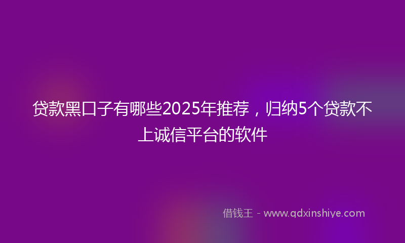 贷款黑口子有哪些2025年推荐，归纳5个贷款不上诚信平台的软件