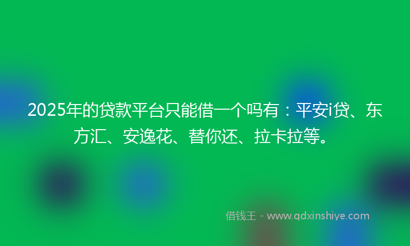 2025年的贷款平台只能借一个吗有：平安i贷、东方汇、安逸花、替你还、拉卡拉等。
