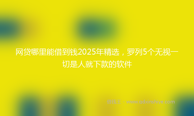 网贷哪里能借到钱2025年精选，罗列5个无视一切是人就下款的软件