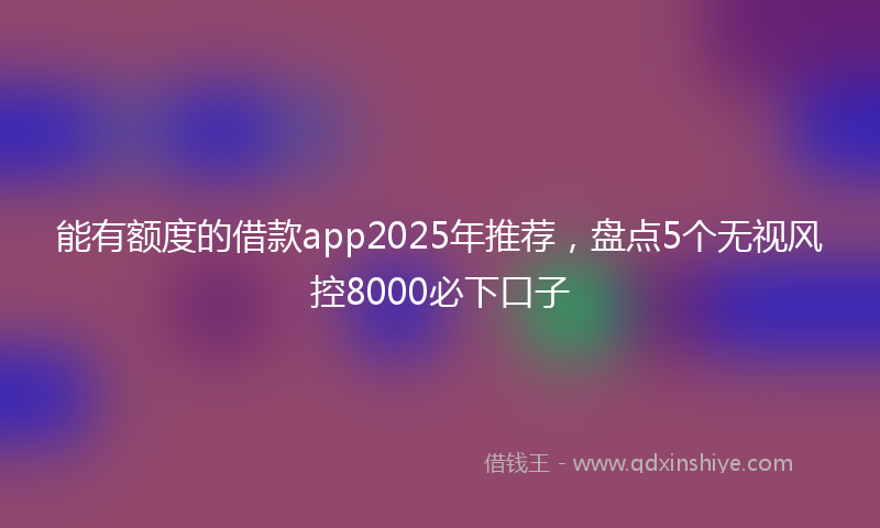 能有额度的借款app2025年推荐，盘点5个无视风控8000必下口子
