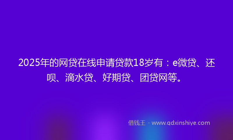2025年的网贷在线申请贷款18岁有：e微贷、还呗、滴水贷、好期贷、团贷网等。