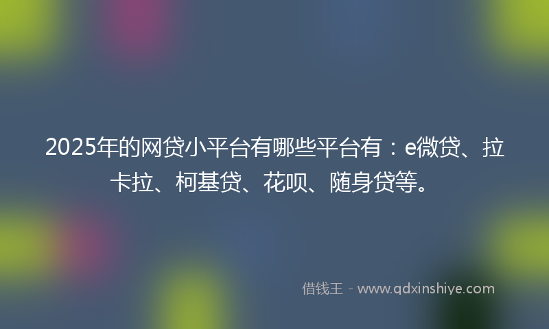 2025年的网贷小平台有哪些平台有：e微贷、拉卡拉、柯基贷、花呗、随身贷等。