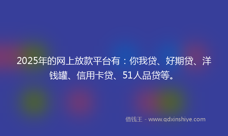 2025年的网上放款平台有：你我贷、好期贷、洋钱罐、信用卡贷、51人品贷等。