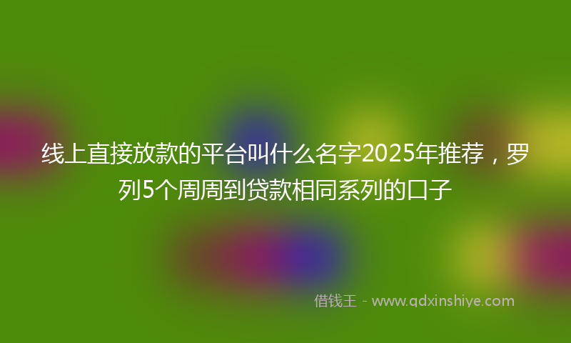 线上直接放款的平台叫什么名字2025年推荐，罗列5个周周到贷款相同系列的口子