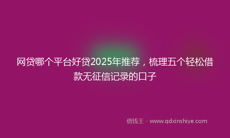 网贷哪个平台好贷2025年推荐，梳理五个轻松借款无征信记录的口子