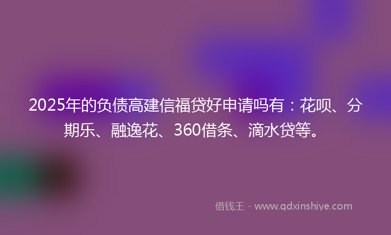 2025年的负债高建信福贷好申请吗有：花呗、分期乐、融逸花、360借条、滴水贷等。