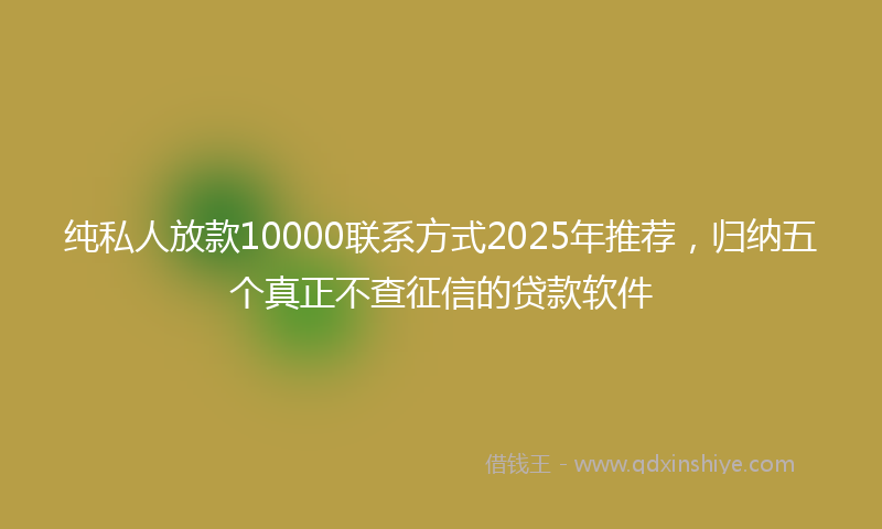 纯私人放款10000联系方式2025年推荐，归纳五个真正不查征信的贷款软件
