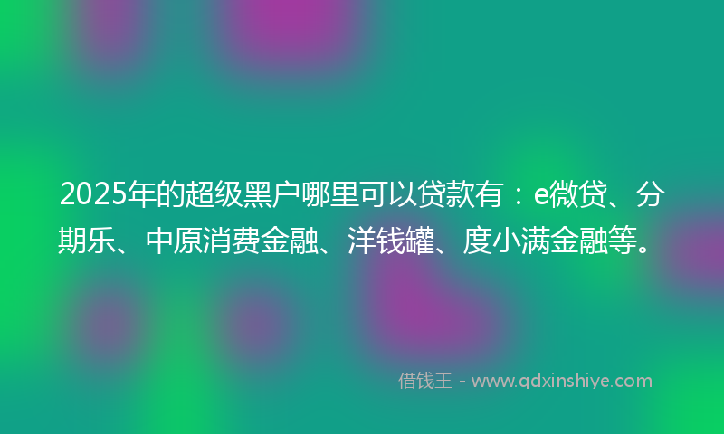 2025年的超级黑户哪里可以贷款有：e微贷、分期乐、中原消费金融、洋钱罐、度小满金融等。