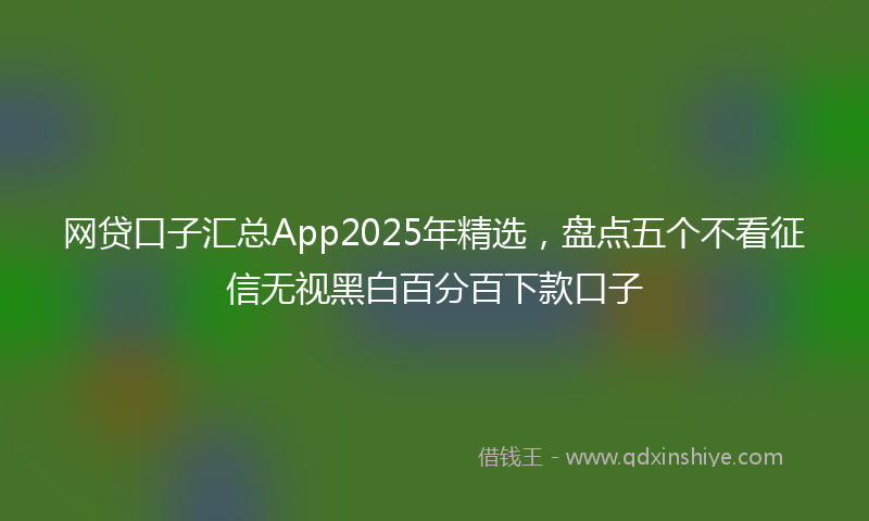 网贷口子汇总App2025年精选，盘点五个不看征信无视黑白百分百下款口子