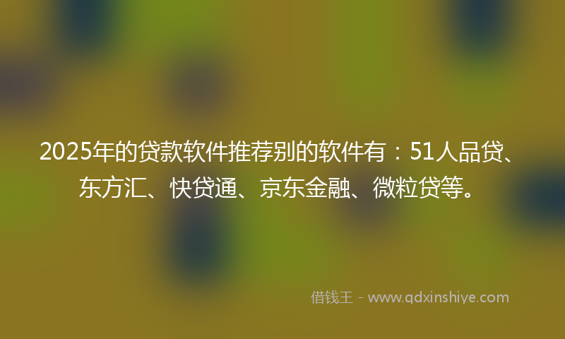 2025年的贷款软件推荐别的软件有：51人品贷、东方汇、快贷通、京东金融、微粒贷等。