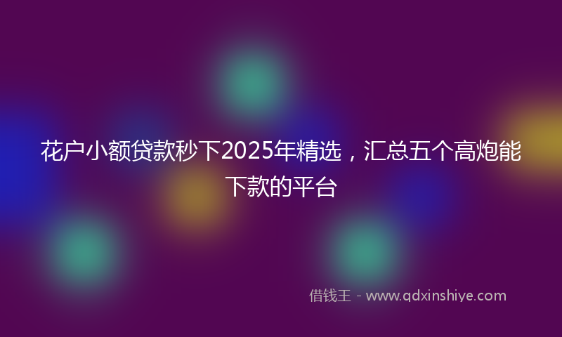 花户小额贷款秒下2025年精选，汇总五个高炮能下款的平台