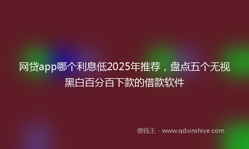 网贷app哪个利息低2025年推荐，盘点五个无视黑白百分百下款的借款软件