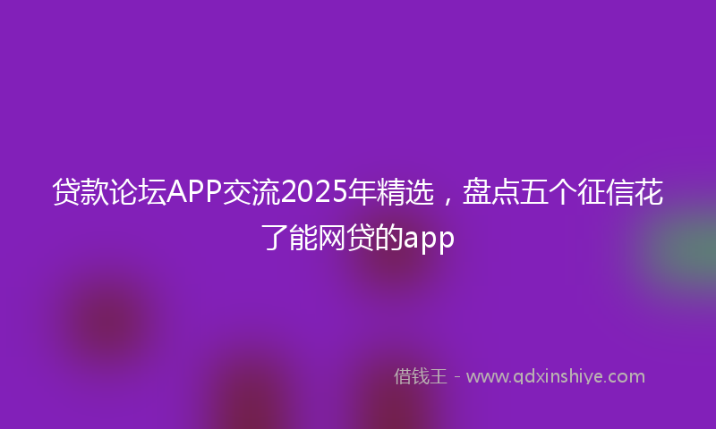 贷款论坛APP交流2025年精选，盘点五个征信花了能网贷的app