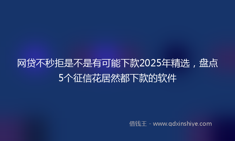 网贷不秒拒是不是有可能下款2025年精选，盘点5个征信花居然都下款的软件