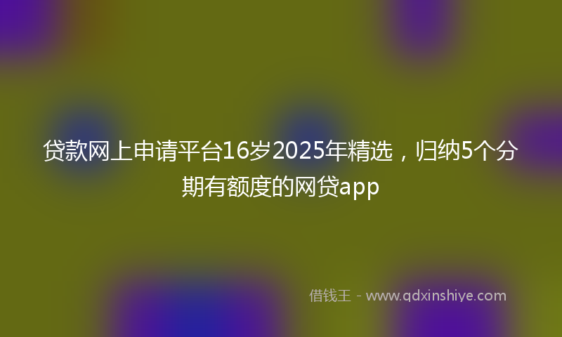 贷款网上申请平台16岁2025年精选，归纳5个分期有额度的网贷app
