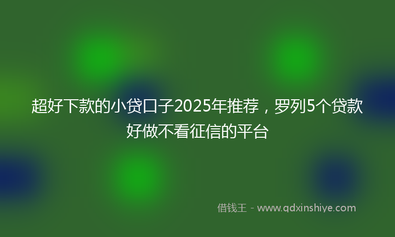 超好下款的小贷口子2025年推荐，罗列5个贷款好做不看征信的平台
