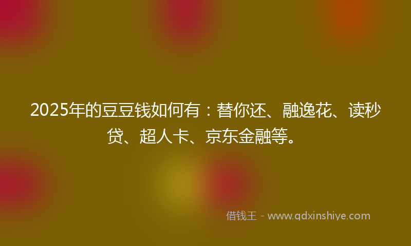 2025年的豆豆钱如何有：替你还、融逸花、读秒贷、超人卡、京东金融等。