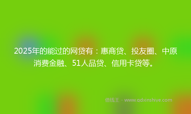 2025年的能过的网贷有：惠商贷、投友圈、中原消费金融、51人品贷、信用卡贷等。