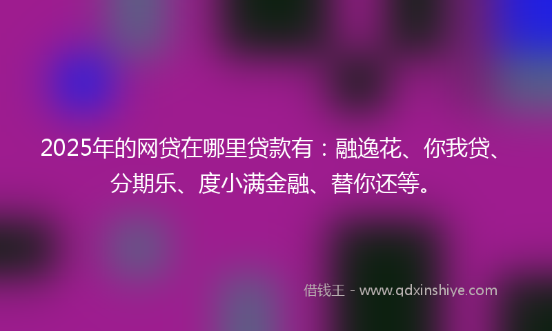 2025年的网贷在哪里贷款有：融逸花、你我贷、分期乐、度小满金融、替你还等。
