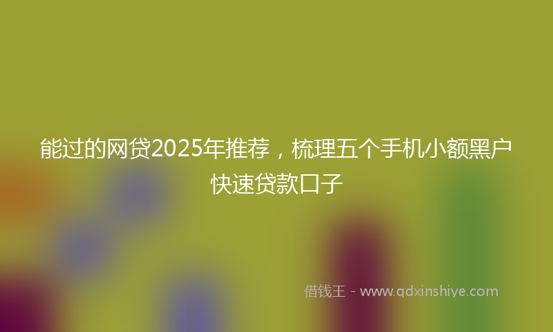 能过的网贷2025年推荐，梳理五个手机小额黑户快速贷款口子