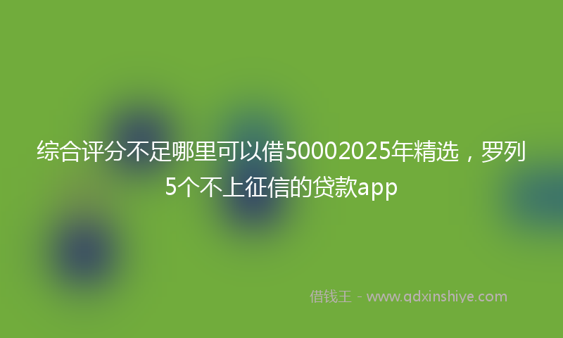 综合评分不足哪里可以借50002025年精选，罗列5个不上征信的贷款app