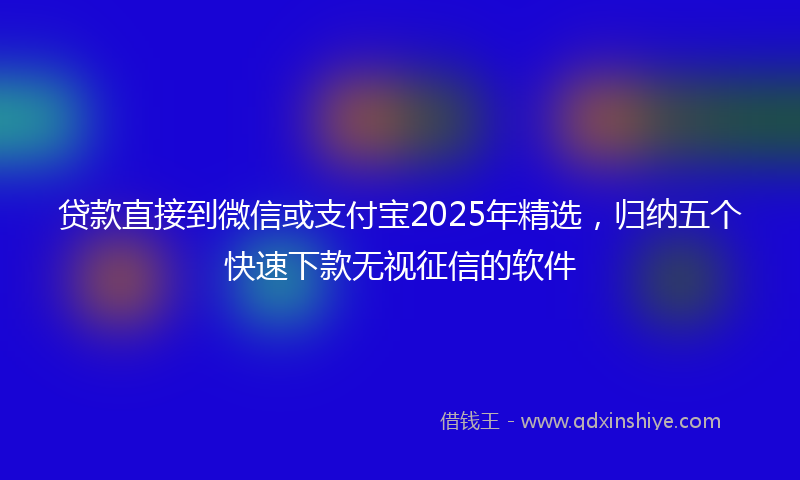 贷款直接到微信或支付宝2025年精选，归纳五个快速下款无视征信的软件
