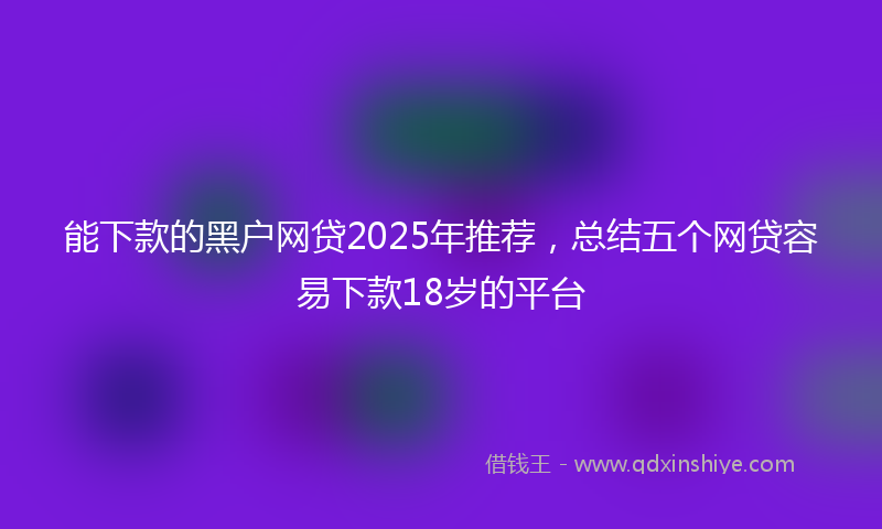 能下款的黑户网贷2025年推荐，总结五个网贷容易下款18岁的平台
