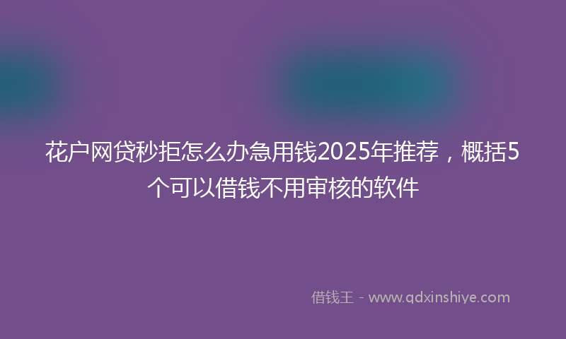 花户网贷秒拒怎么办急用钱2025年推荐，概括5个可以借钱不用审核的软件