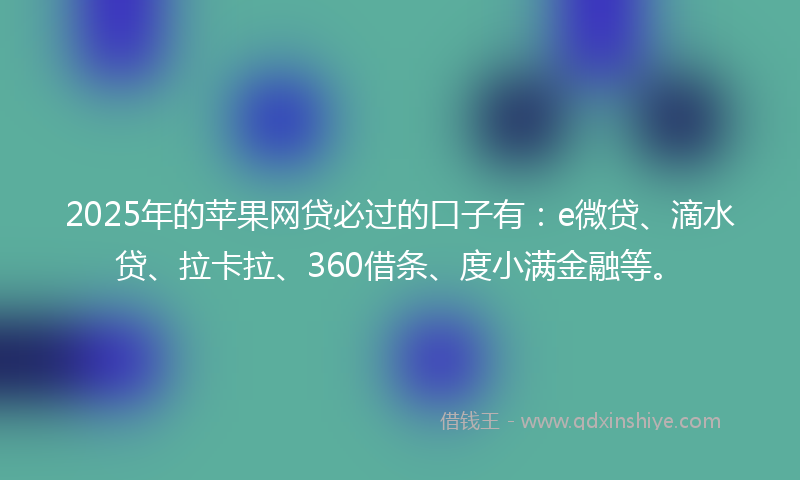 2025年的苹果网贷必过的口子有：e微贷、滴水贷、拉卡拉、360借条、度小满金融等。